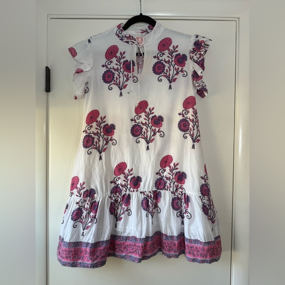 Victoria Dunn Lillie Mini Dress in Camelia Block Floral Print Purple Pink XS - Picture 4 of 12